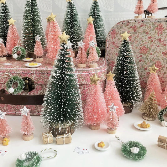 8PCS Mini Arbres De Noël Mix Taille À Paillettes Décoration De Table.